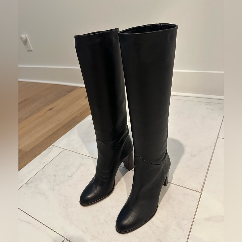 BA&SH Ciry Classic Black Knee-High Leather Boots - size 39